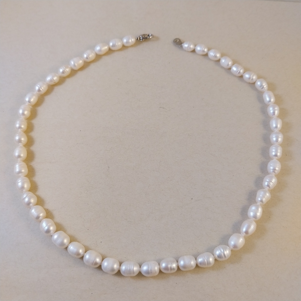 White Freshwater Pearl Necklace - Picture 9 of 12